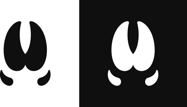 Wild boar footprint silhouette. Animal footprint vector 