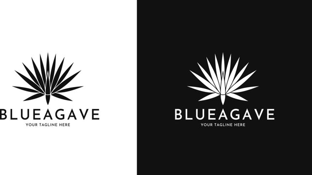 Agave logo vector. Abstract plant silhouette