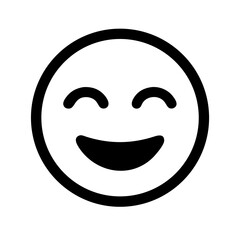 Obraz premium Happy Smiling Face Emoji Icon - Minimalist Vector Illustration of a Joyful Laughing Emoticon