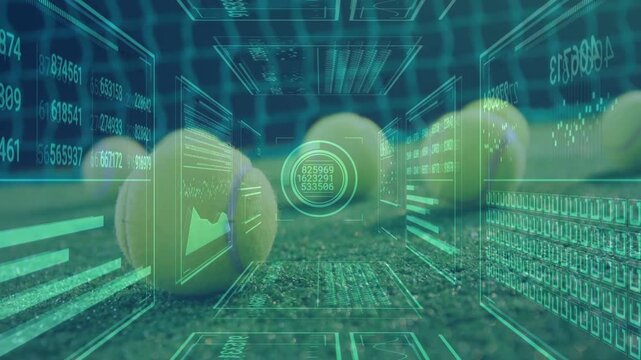 HUD activating over central tennis ball, camera pulling back while reticle analyzing alignment