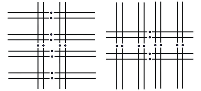 Abstract grid intersection points or nodes with vertical and horizontal lines forming geometric patterns.