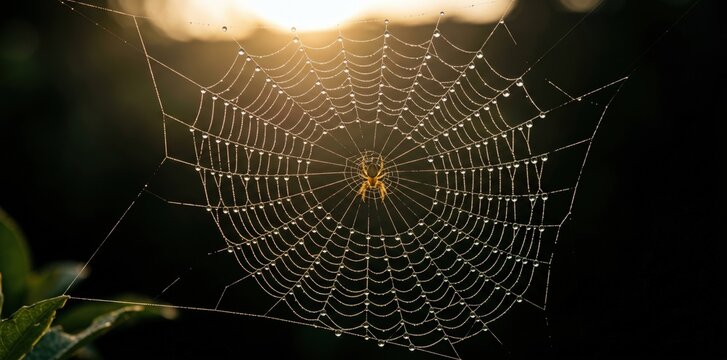 Spider Web Water Drops &ndash; Monsoon Macro Nature Pattern