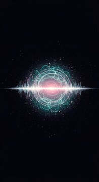 Abstract visualization of quantum mechanics showing the fundamental duality between wave function and localized particle energy, quantum, dynamic, glow