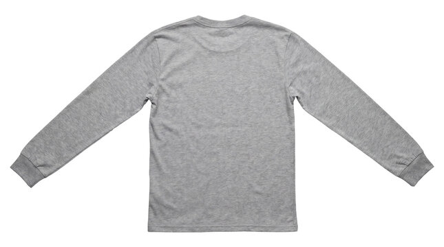 Versatile heather gray long-sleeve t-shirt mockup, presented from the back view for easy customization, perfect for casual wear, apparel design, and comfortable everyday style