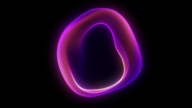 Glowing magenta plasma sphere inner light contour dark background. Neon abstract orb smooth energy flow, vibrant purple pink gradients, digital wave surface, backdrop, high detail 4K seamless loop