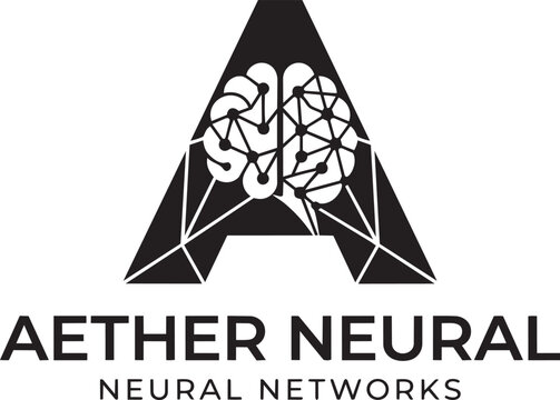 AI Brain Logo Letter A, Neural Network Technology Symbol Vector Design