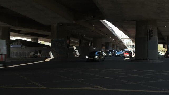 View of the M8 motorway in central Glasgow, Scotland