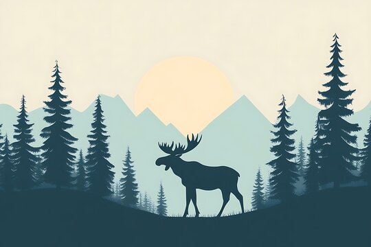 Majestic moose in serene forest