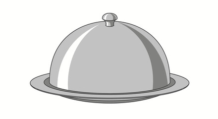 Isolated cloche illustration silver dome cover on plate for culinary presentation © lahah