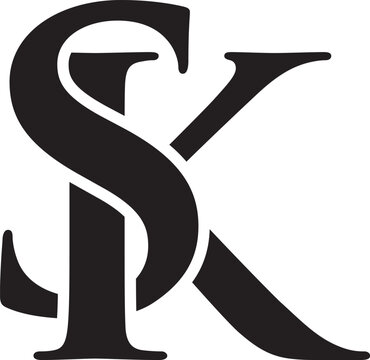 PrintInitial 2 letter Logo Modern Simple Black SK