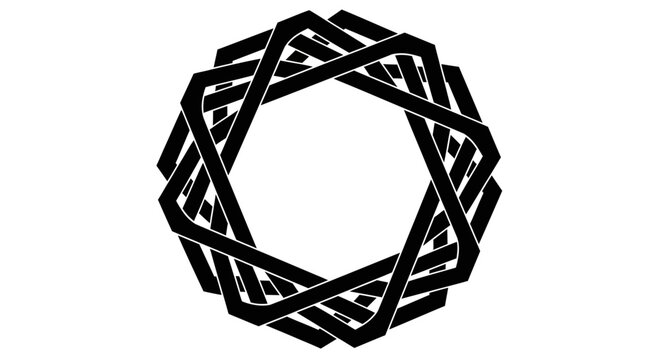 Geometric, black, octagonal, knotwork design, abstract shape, vector icon