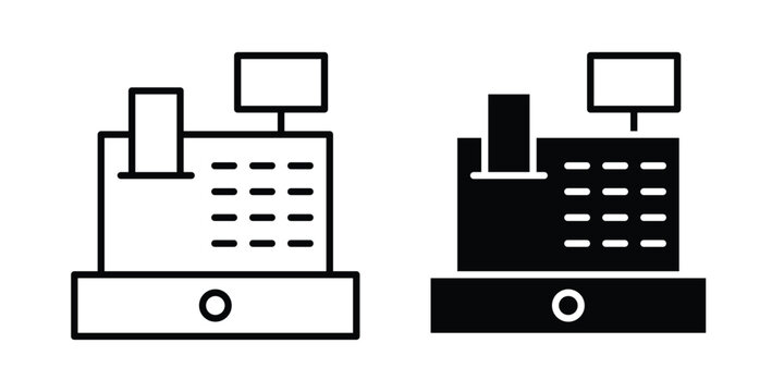 Cash register icon solid glyph and line series icons