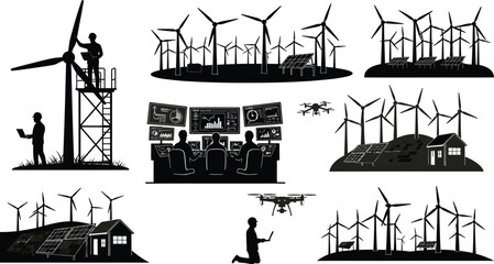 wind turbines vector illustration © kamrunnahar