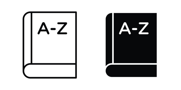 Dictionaries icon solid glyph and line series icons