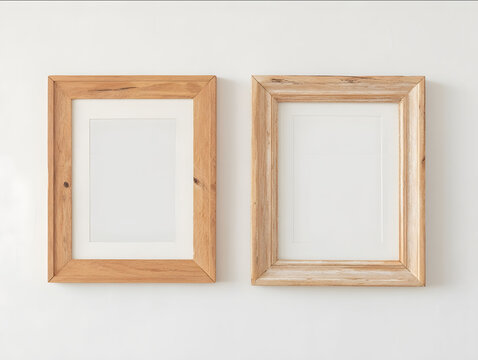 5x7 and 8x10 natural wood frame on white background