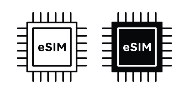 ESIM icon solid glyph and line series icons