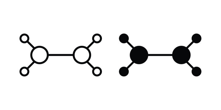 Ethylene molecule icon solid glyph and line series icons