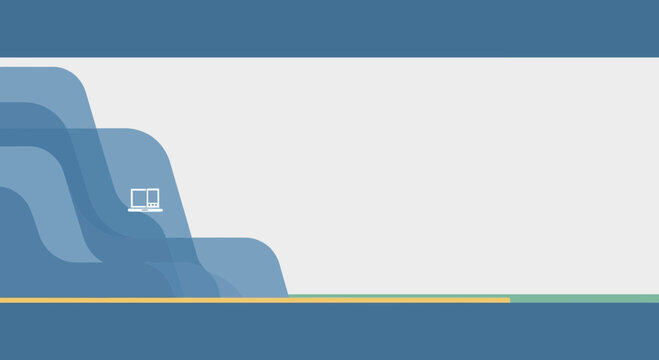 Digital Stream: Abstract Flow of Data and Laptop Icon on Blue Background