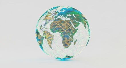 Fototapeta premium Digital Globe with Global Network Overlay
