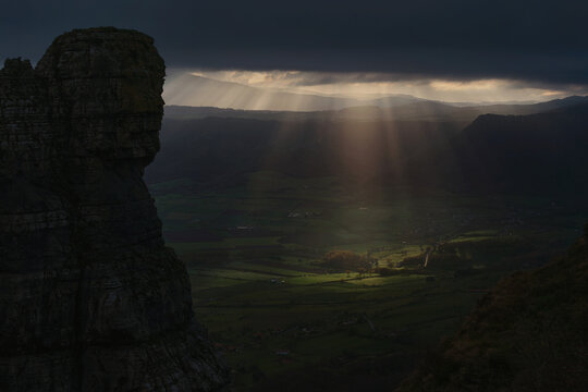 Sunrise over San Miguel peak in Burgos, Spain