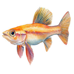 Fototapeta premium watercolor of Goby Fish vector painting, isolated on a white background.