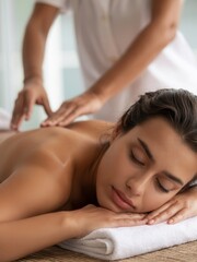 Fototapeta premium woman receiving a back massage at a luxury spa