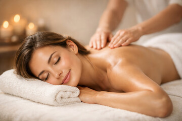 Obraz premium woman receiving a back massage at a luxury spa