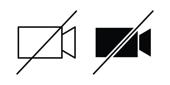 Video off icon solid glyph and line series icons