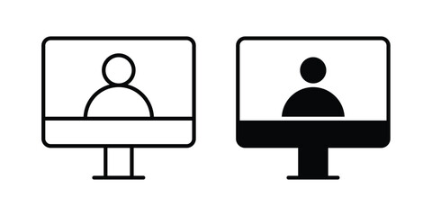 Fototapeta premium Webinar icon solid glyph and line series icons