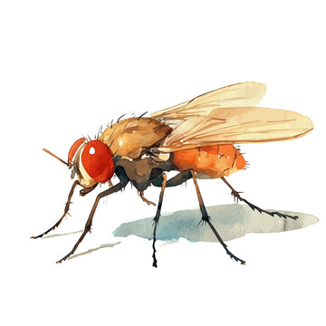 Fruit Fly, charming watercolor clipart, isolated on a white background.