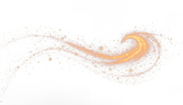 golden glitter swirl trail with sparkling particles on black background