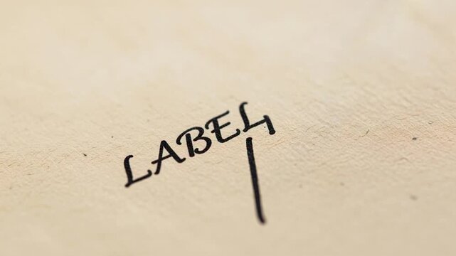A close-up view of a label written on a textured surface with a marker.