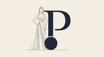 Fototapeta premium Elegant woman in dress logo design.