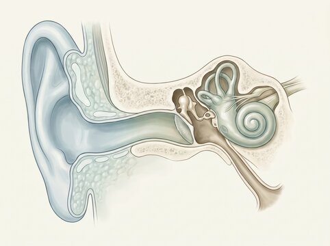 Ear Anatomy Illustration Showing Human Hearing Organ Structure