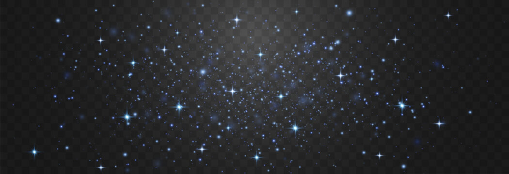 Magical light dust with a soft glow. Floating particles of light. Christmas light effect with sparkling fairy dust shining on a transparent background. Vector illustration in PNG format