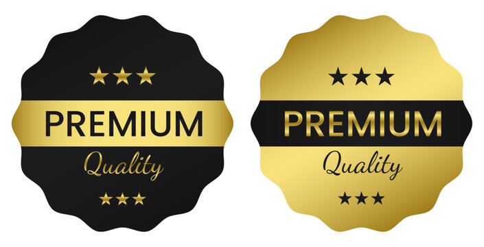 Set of premium quality gold and black seal badges for product authentication