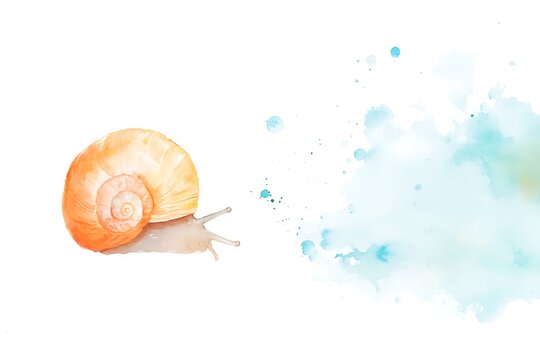 Snail leaving a trail of watercolor