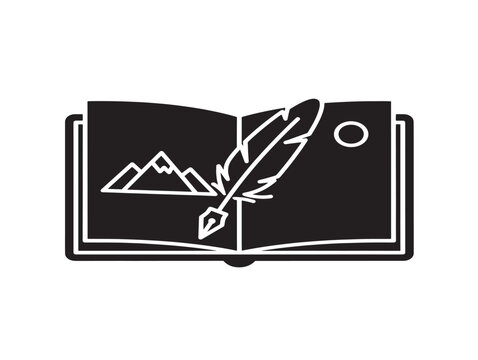 open travel journal with passport and airplane flat design vector illustration