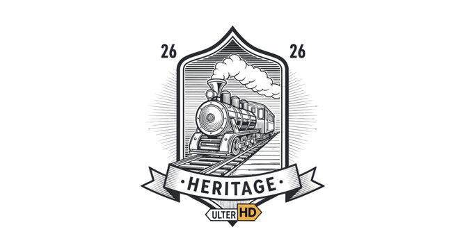 Vintage steam train heritage logo design.