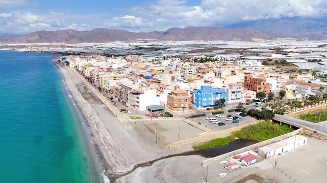 cityscape vacation summer drone beach landscape coast mountain border industry rural town urban city building - Balerma, Andalusia, Spain - 2025