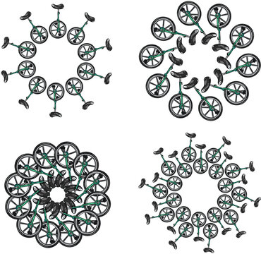 Unicycle Mandala frame designs in vector
