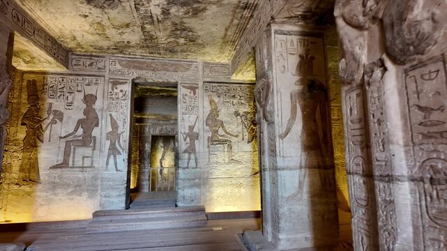A view of the Temple of Nefertari in Abu Simbel, Egypt.