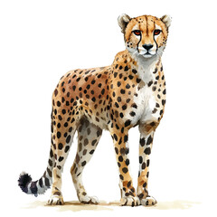 Cheetah, charming watercolor clipart, isolated on a white background. © zenvor