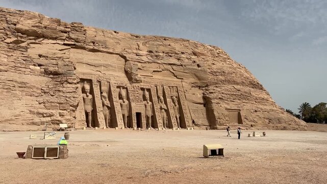 A view of the Temple of Nefertari in Abu Simbel, Egypt.