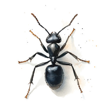 watercolor of Carpenter Ant vector painting, isolated on a white background.
