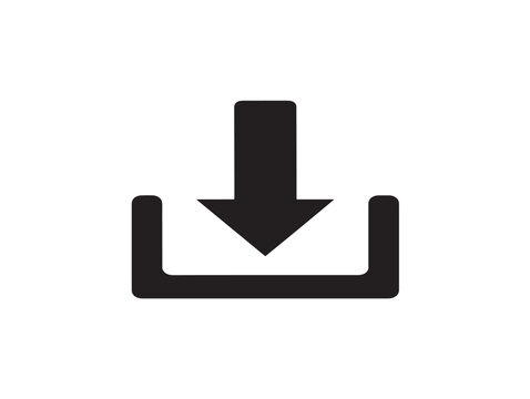 downward arrow on bracket base flat design vector illustration
