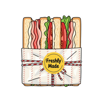 Deliciously Wrapped BLT Sandwich with Fresh Ingredients, Isolated
