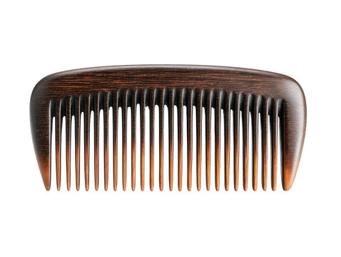 Wooden afro comb with wide teeth isolated on transparent background