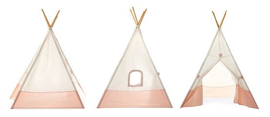 Cute wigwam for children isolated on white, set © New Africa