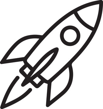 Minimal Space Rocket Sketch Black and White Illustration